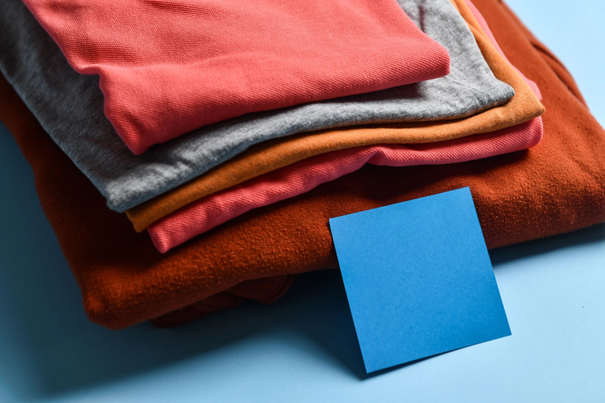Folded t-shirts in contrasting colors