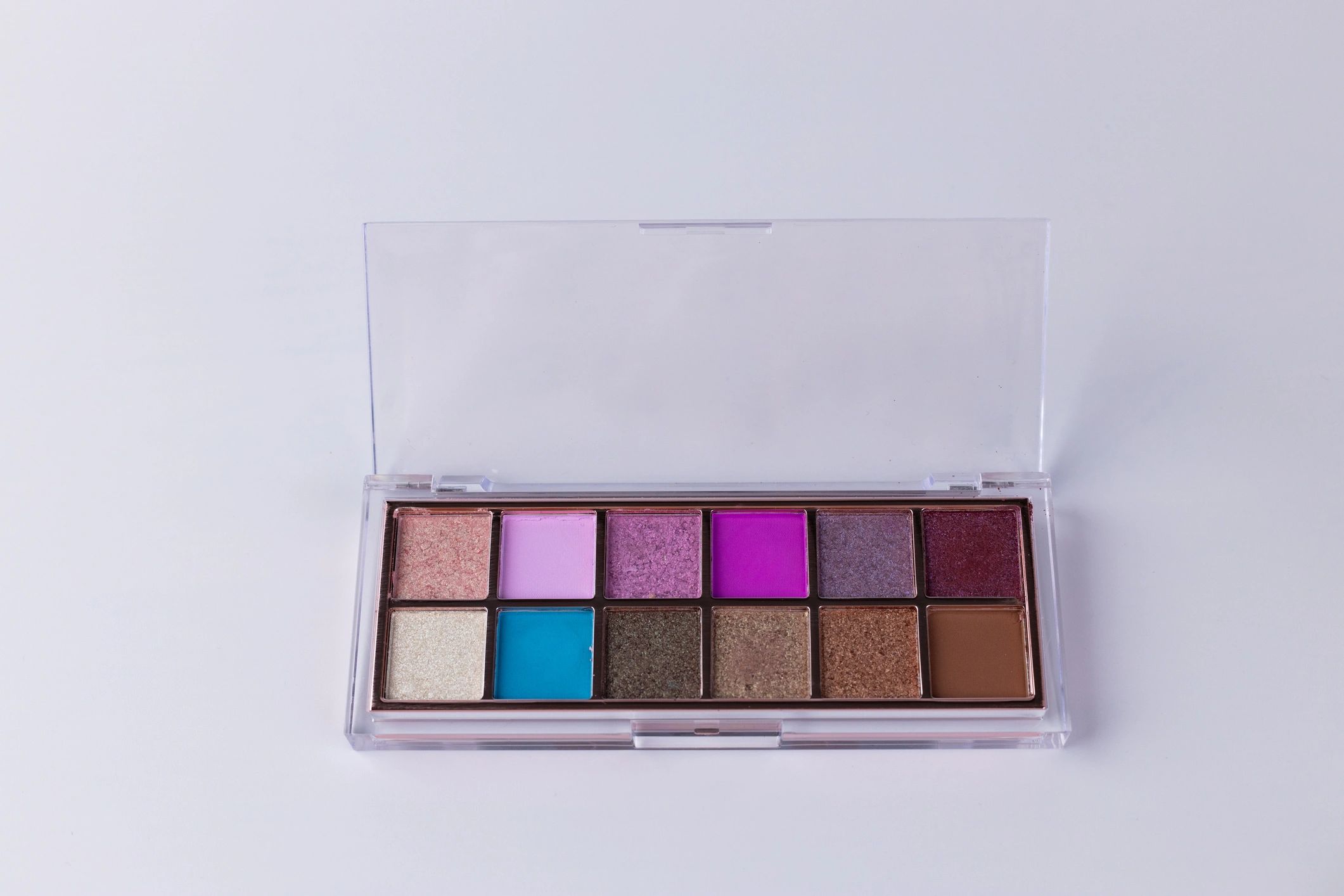 Colorful eyeshadow palette with bright shades