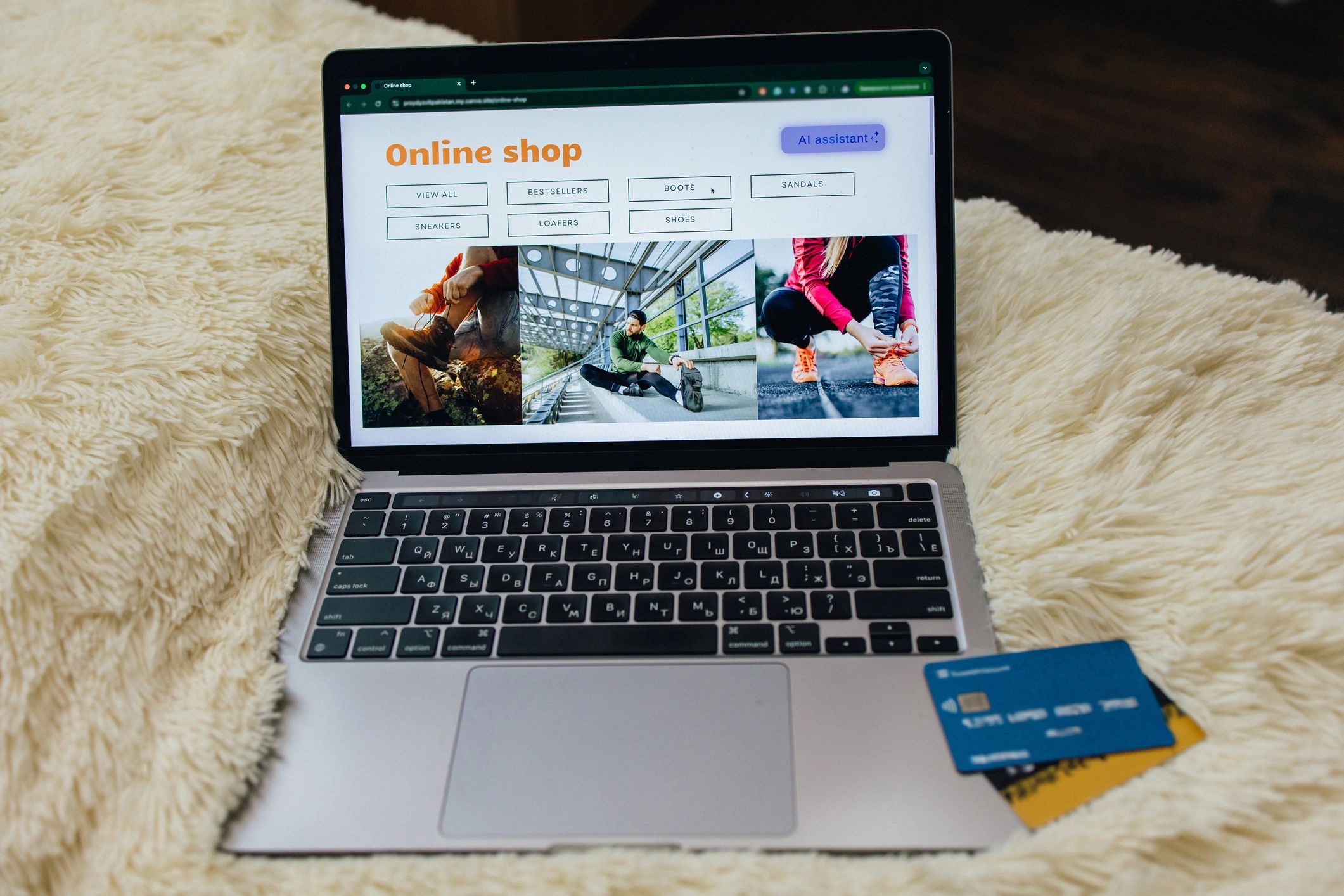 Laptop showing online shop checkout